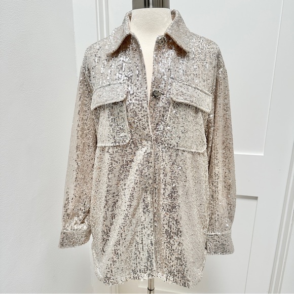 BB DAKOTA Shimmer Sequin Shirt Jacket - Picture 5 of 14
